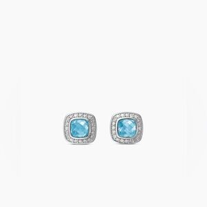 PETITE ALBION STUD EARRINGS
Sterling Silver with Blue Topaz and Pavé Diamonds,5m